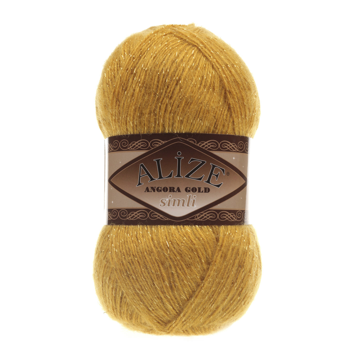 Пряжа Alize Angora Gold simli шафран (02), 75%акрил/20%шерсть/5%метанит, 500м, 100г, 2шт