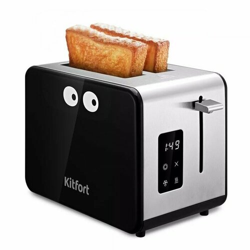 тостер kitfort кт 4094 Тостер Kitfort КТ-4094, 870 Вт, 6 режимов прожарки, 2 тоста, серебристо-чёрный