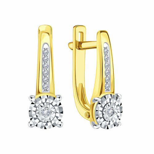 Серьги Diamant online, золото, 585 проба, бриллиант, прозрачный