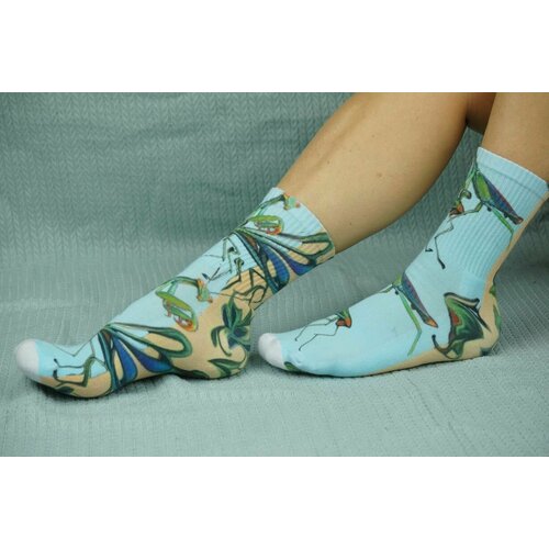 фото Носки , размер 36/41, синий, бежевый хлопковые cotton print