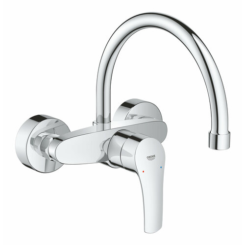 Смеситель для кухни GROHE Eurosmart 2021, настенный монтаж, высокий излив, вынос 245 мм, хром (32482003)