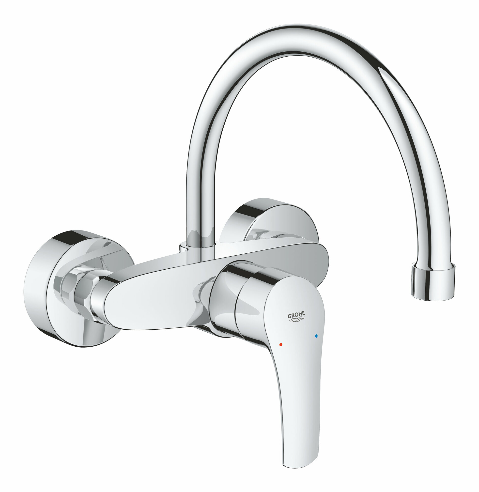 Смеситель для кухни GROHE Eurosmart 2021 настенный монтаж высокий излив вынос 245 мм хром (32482003)