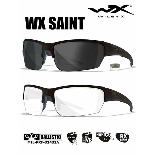 Солнцезащитные очки Wiley X WX SAINT (FRAME MATTE BLACK, LENS CLEAR + GREY), серый