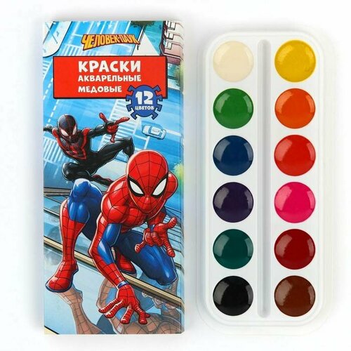 Акварельная краска Disney - Человек-паук, медовая, 12 цветов, без кисти, 1 шт набор пазлов 4в1 54 60 72 80 человек паук new 1 disney