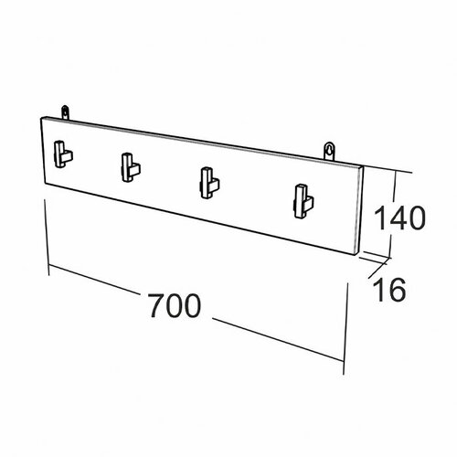 Вешалка для одежды Квадро-М Тип 4 (дуб/сонома/трюфель), 70х14х1,6 см Вешалка4