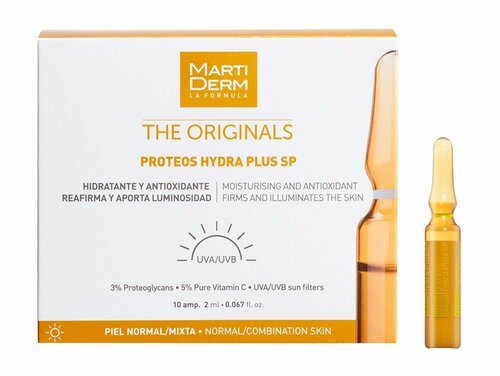 Сыворотка уход для увлажнения и защиты кожи лица в ампулах MartiDerm The Originals Proteos Hydra Plus SP 10 Ampoules