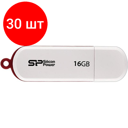 Комплект 30 штук, Флеш-память Silicon Power LuxMini 320 16Gb/USB 2.0/Белый (SP016GbUF2320V1W)