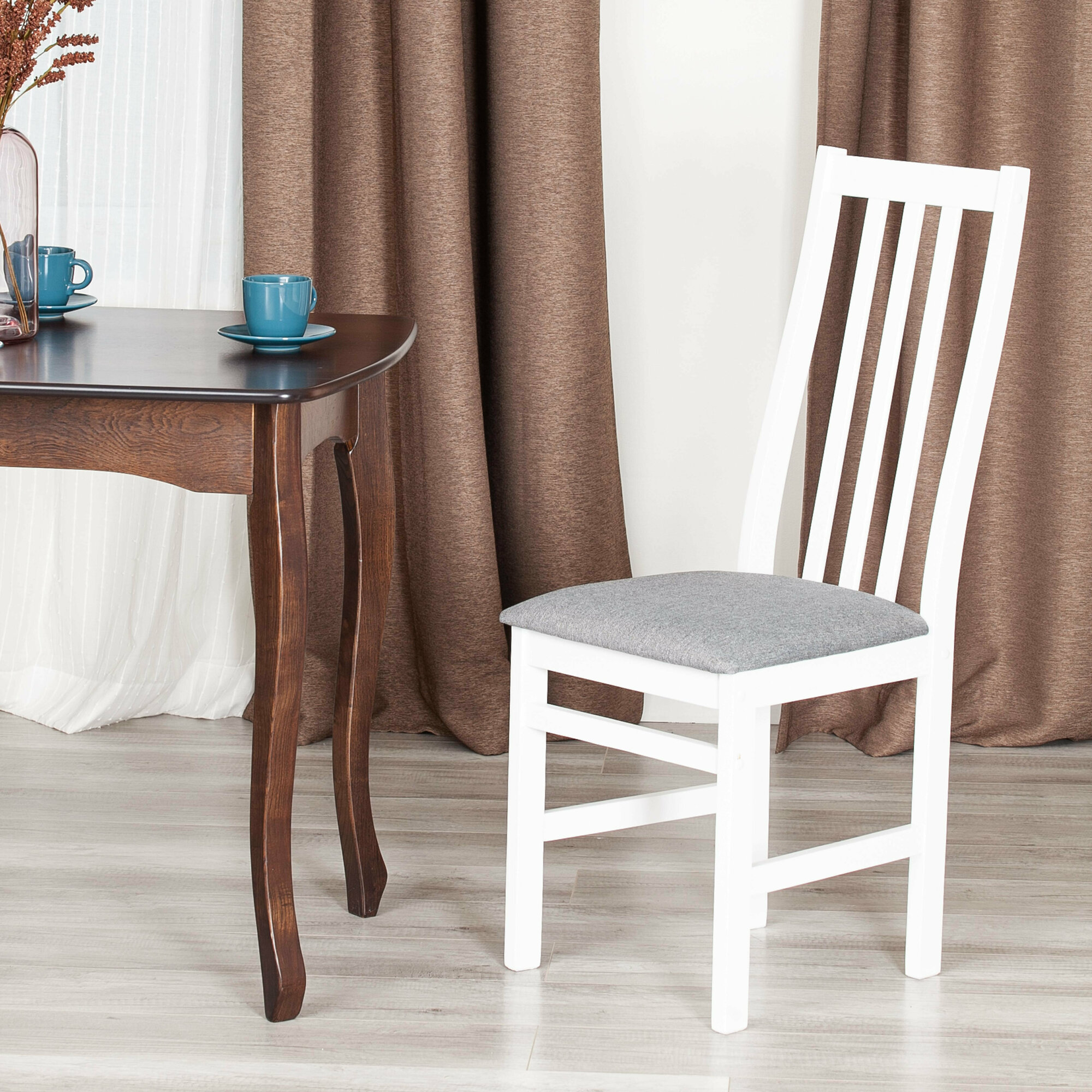 Стул Tetchair SWEDEN / 1 шт. в упаковке, Многослойная фанера, 41*40*99 см, white, ткань тёмно-серая (150) разобранный