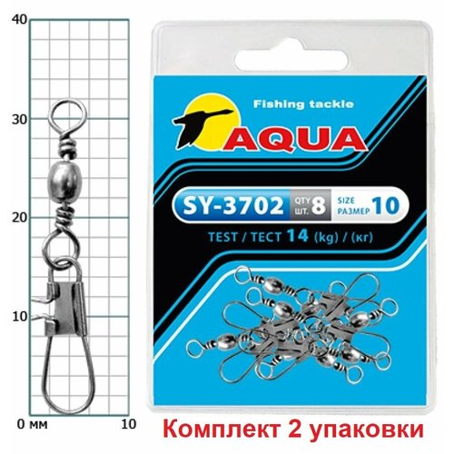 фото Карабин с вертлюгом aqua sy-3702 №10 (2 упк. по 8 шт.)