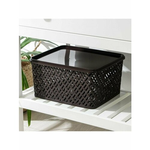 Корзинка для хранения 17,5л с крышкой цвет венге 35х29 h17см