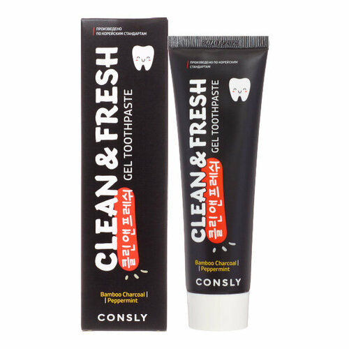 CONSLY Clean&Fresh Bamboo Charcoal & Peppermint Gel Toothpaste Гелевая зубная паста Clean&Fresh с ба