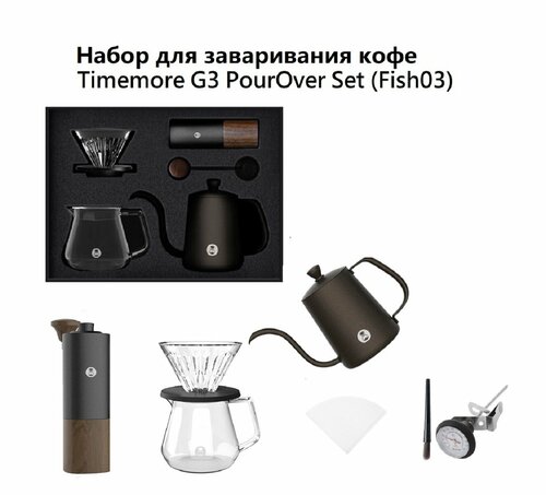 Кофейный набор Timemore G3 PourOver Set (Fish03), чёрный