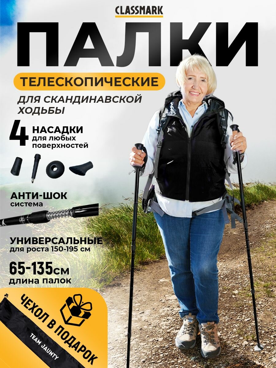 Палки для скандинавской ходьбы телескопические 65-135 +чехол