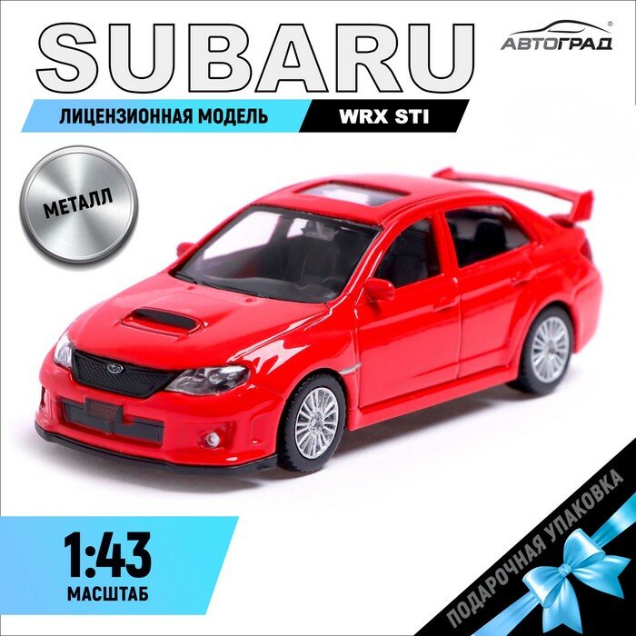 Машина металлическая SUBARU WRX STI 1:43 цвет красный