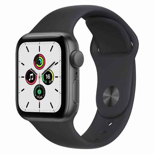 Умные часы Apple Watch Series SE Gen 1 44 мм MKRR3 Aluminium Case GPS корпус алюминий темно-серый спортивный ремешок Темно-серый Темная ночь 2651000₽