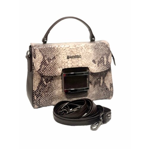 фото Сумка vostro, фактура лаковая, под рептилию, бежевый, коричневый