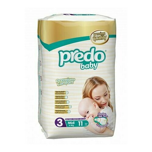 PREDO Подгузники для детей Baby, размер 3, 4-9 кг, 11 шт в уп