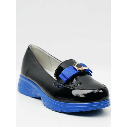 фото Лоферы лодочки, размер 37, черный, синий нет бренда