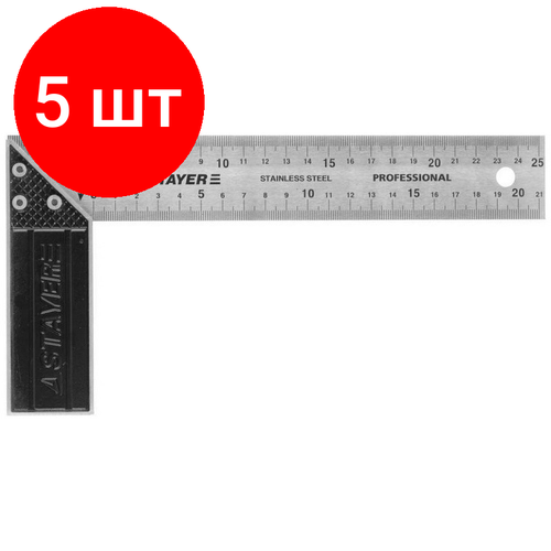 Комплект 5 штук, Угольник STAYER PROFI столярный, нерж. 37мм, 250мм (3431-25_z01)