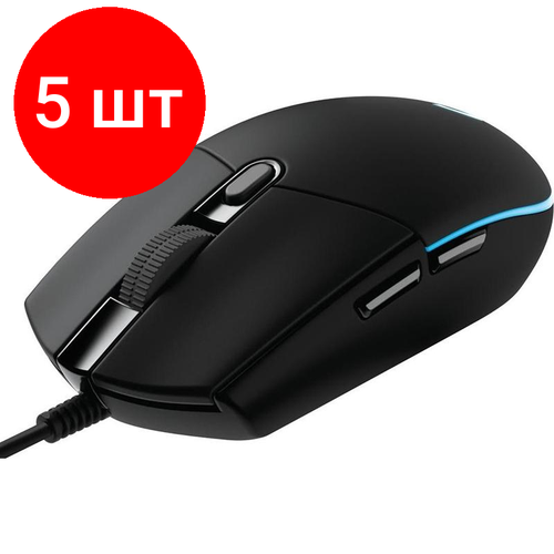 Комплект 5 штук Мышь компьютерная Logitech проводная G102 Black 910-005808 1705000₽