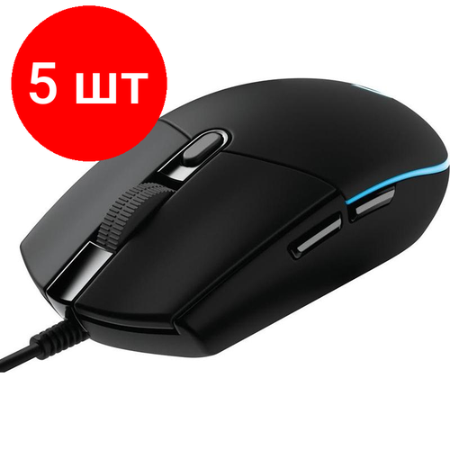 Комплект 5 штук, Мышь компьютерная Logitech проводная G102, Black [910-005808 мышь logitech g102 lightsync black 910 005823