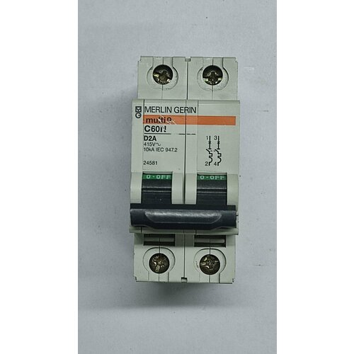 Schneider Electric MERLIN GERIN Multi 9 Выключатель автоматический двухполюсный 2А D С60N 6кА 24581