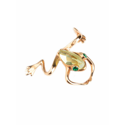 Подвеска VOROBYEVA, красное золото, 585 проба, фианит, нанокристалл, размер 2.8 см.