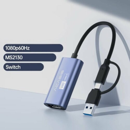 Карта видеозахвата Acasis VC-002 HDMI - USB Type C с частотой 4K 30Hz 1080p 3850₽
