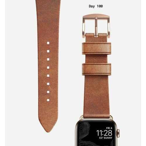 Ремешок Nomad Modern Slim для Apple Watch 38/40 мм Бежевый с золотой фурнитурой