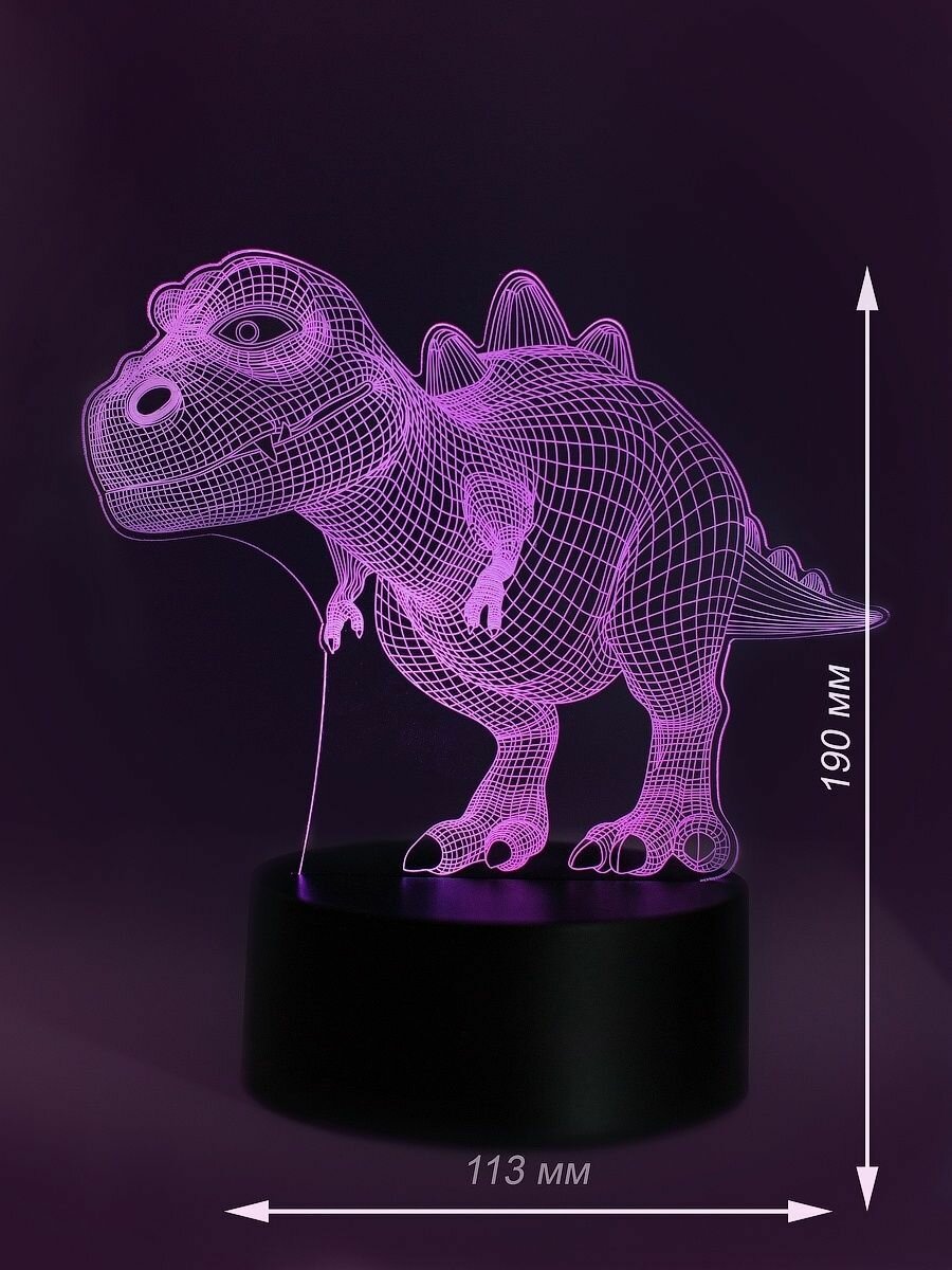 Светильник 3D Ночник светильник 3D USB.Светильник 3D Динозавр - фотография № 5
