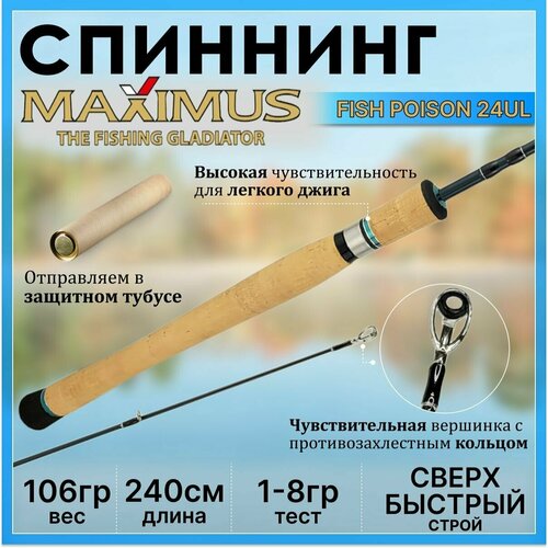 Удилище спиннинговое Maximus FISH POISON 24UL 1-8 гр 240 см