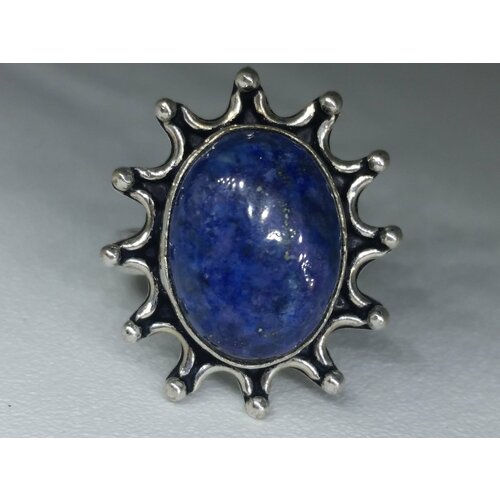 фото Кольцо кольцо с натуральным лазуритом, лазурит, размер 18, синий ручная работа