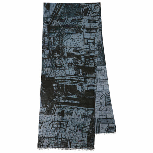 Шарф , 190х40 см, синий, серый