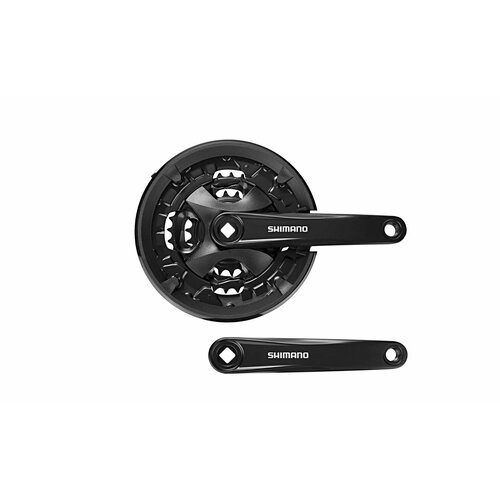 система shimano acera fc mt210 30 40 22t 3x9 ск 170 мм интегрированный вал с кареткой б уп черный Система Shimano Altus, FC-MT101, 40/30/22T, 3x9 скоростей, 170мм, квадрат, с защитой, черная, без упаковки