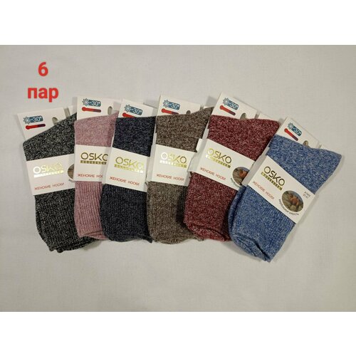 фото Носки osko, 6 пар, размер 37/41, бежевый, лиловый, серый, голубой, бордовый