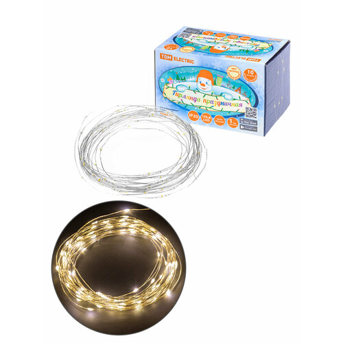 Гирлянда светодиодная "Роса100" 100LED, 10м, 3000К, 250 В, TDM SQ0361-0057 (1 шт.)