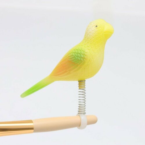 Игрушка для птиц Птичка на пружинке, 11.9 х 3.4 х 12.5 см, жёлтая (комплект из 5 шт)