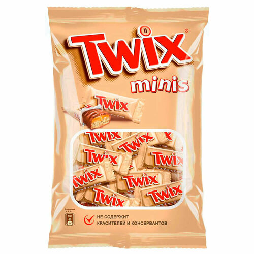 Печенье Twix minis 184г с карамелью в молочный шоколад Mars