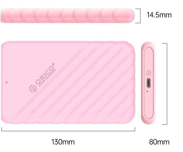 Внешний жесткие диски 500GB USB3.1 Gen1 Type-C ORICO-2.5" Pink — фото 2