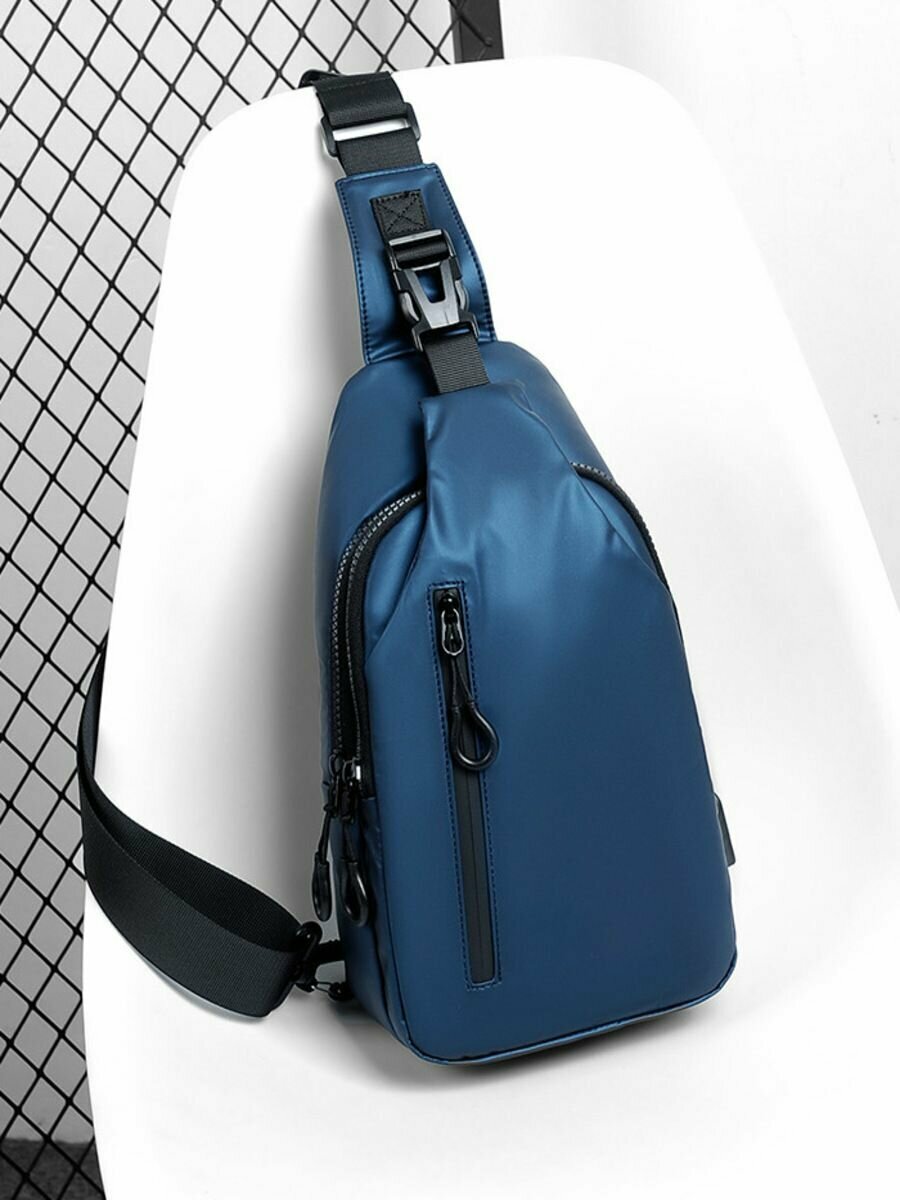 Рюкзак молодежный, спортивный, однолямочный, слинг CityFOX, Looks of the City RK-sling-12-USB/синий