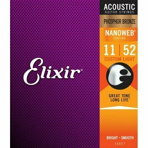 Струны Elixir NanoWeb Phosphor Bronze Acoustic 11-52 (16027).