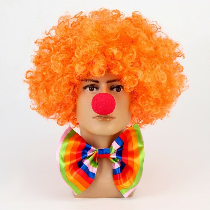Карнавальный набор Клоуна бант22 верт. полоски + нос+парик, "Hidde"