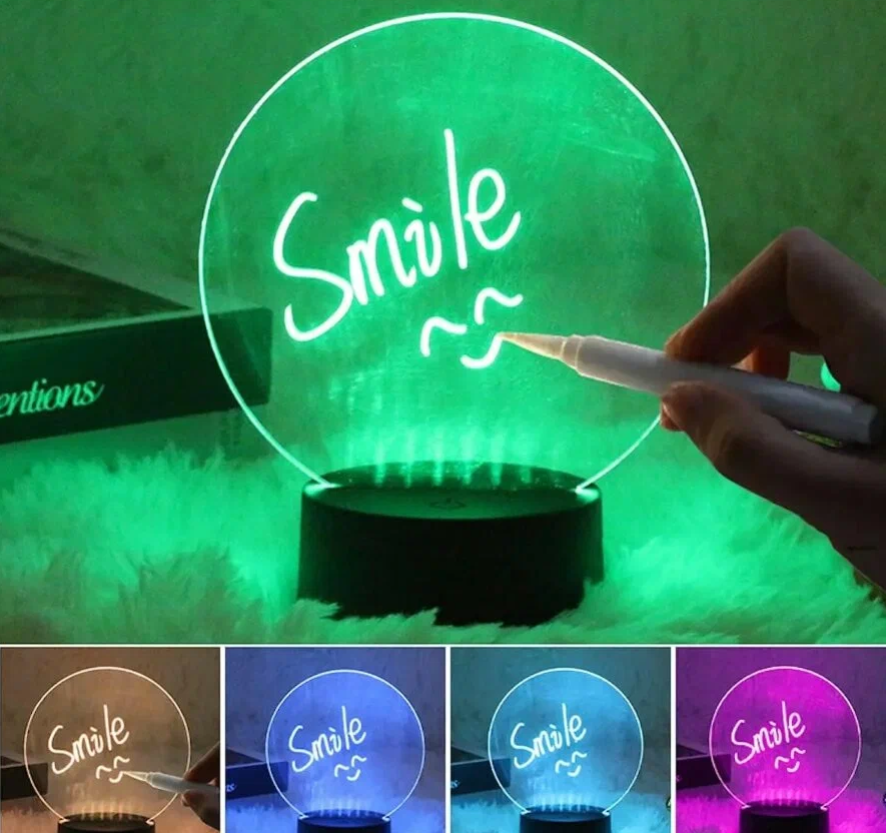 "Креативная RGB светодиодная доска" - круглая модель с ручкой и пультом управления