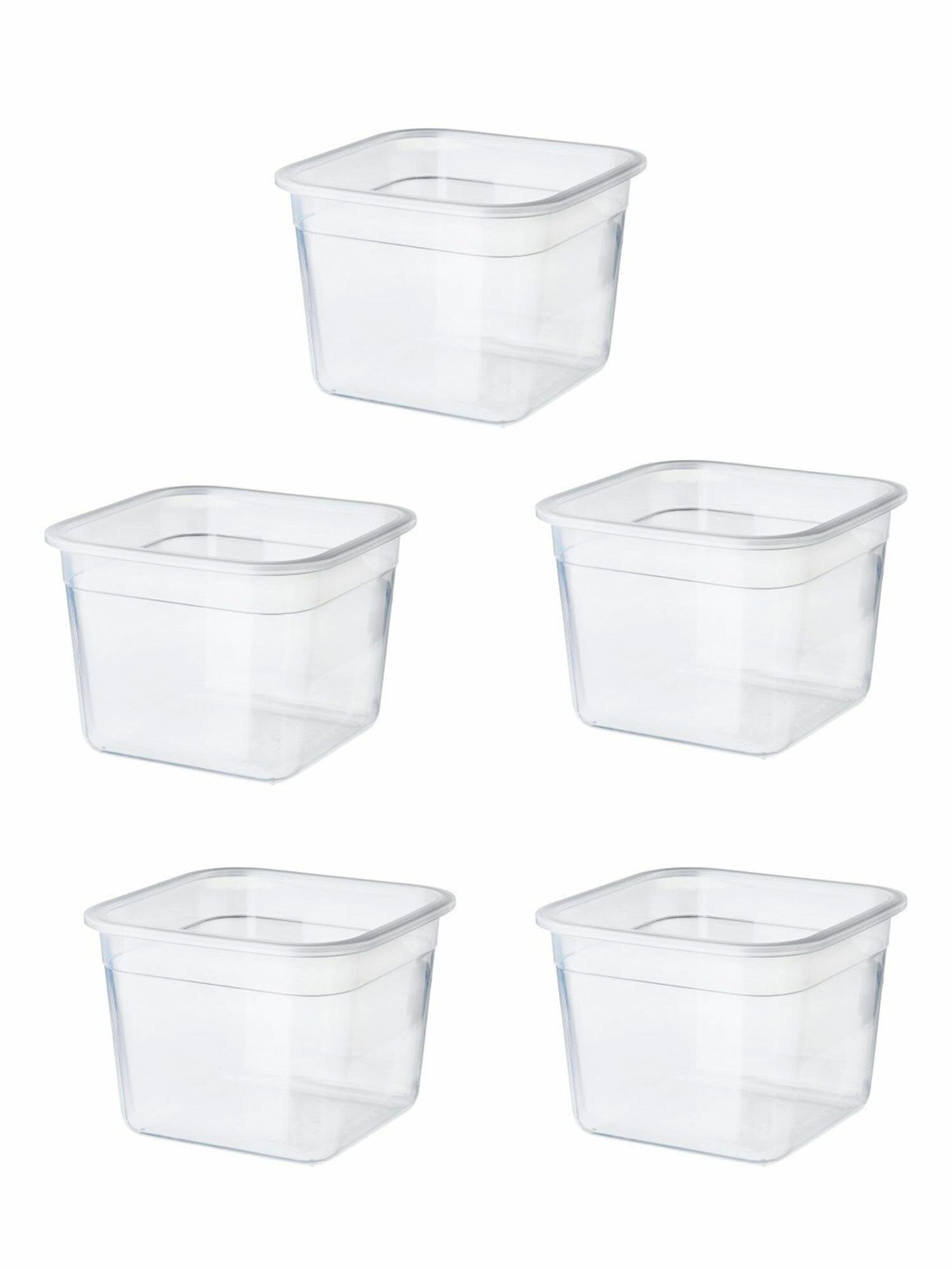Комплект контейнеров IKEA 5 шт, 365+, (без крышки) четырехугольной формы, 15x15 см, 1,4 л, прозрачный