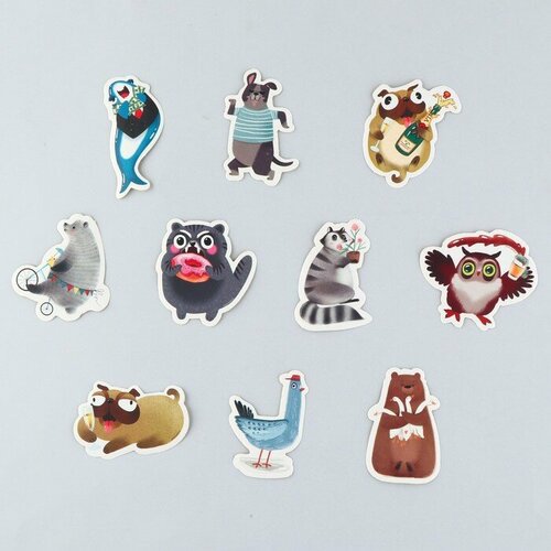 Набор стикеров Веселые животные 5 х 5 см 315₽