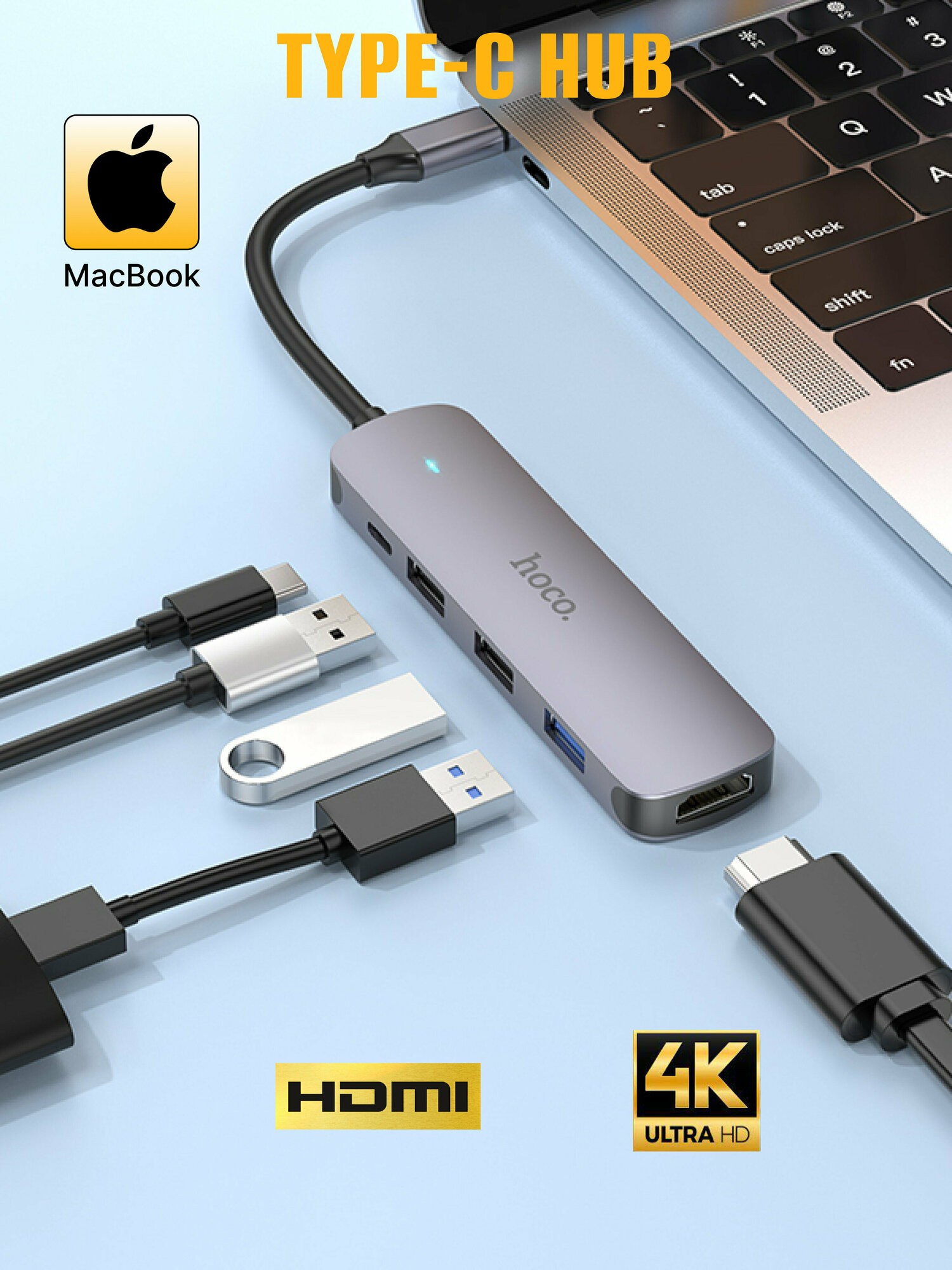 Переходник для MacBook Type-C на HDMI Hoco HB27