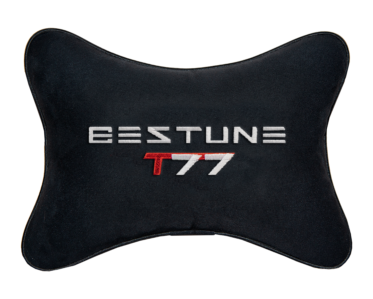 Подушка на подголовник алькантара Black с логотипом автомобиля FAW Bestune T77