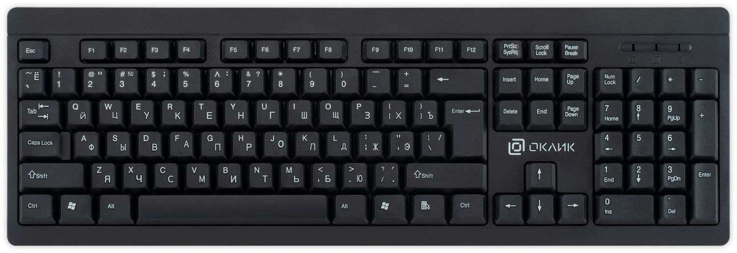 Клавиатура Oklick 95KW черный USB беспроводная