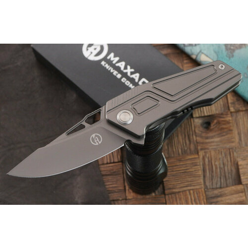 фото Складной нож maxace panzer (рукоять серая, серый клин,14c28n) mpz08