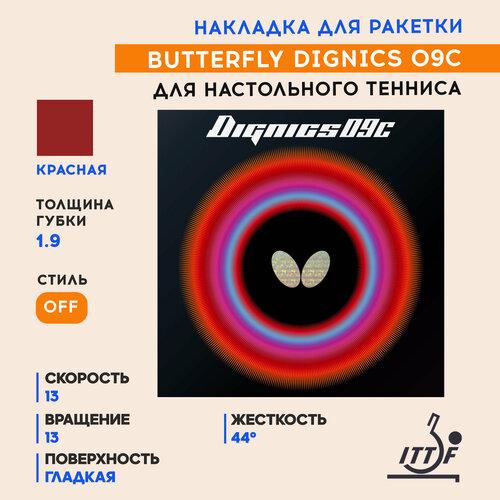 фото Накладка butterfly dignics 09c (цвет красный, толщина 1.9)